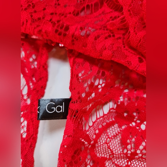 Wink Gal Womens Sheer Mesh Sexy Bralette Wireless Lace Red Sz XL - Picture 10 of 14